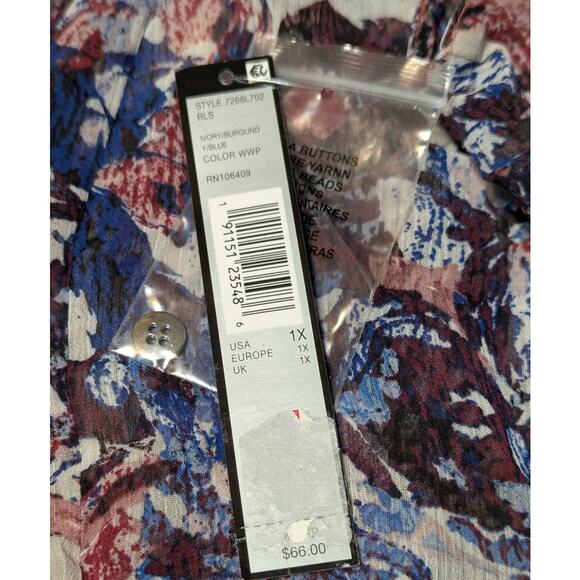 Tahari ASL Sheer Lightweight Ruffled Top Sleeveless Floral Blouse Plus Size 1X - Picture 2 of 11